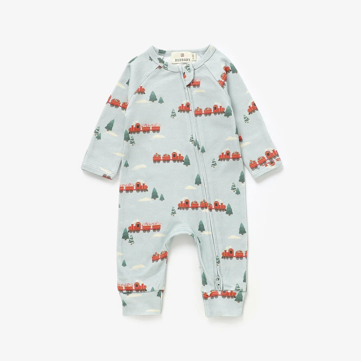 All Aboard 100% Organic Cotton Two-Way Zipper Baby Romper
