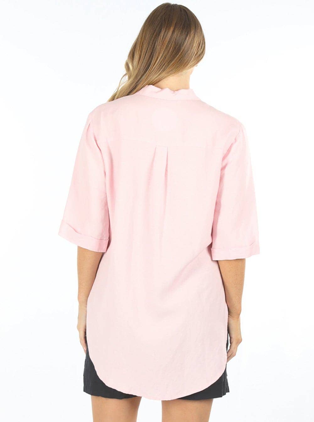 Pink Breastfeeding Linen Shirt