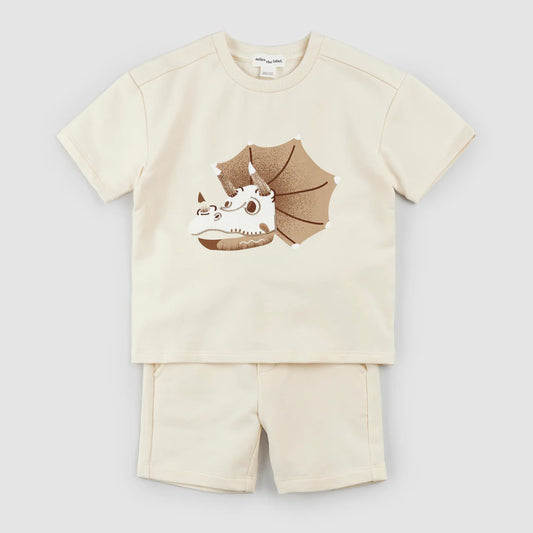 Triceratops Fossil on Birch Shorts Set