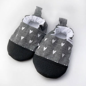 Gus Kids Co. - Hearts on Grey Linen Baby Shoes