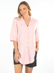 Pink Breastfeeding Linen Shirt