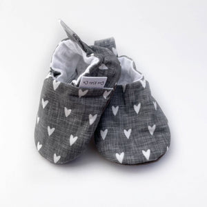 Gus Kids Co. - Hearts on Grey Linen Baby Shoes