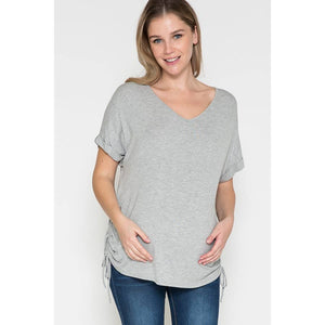 Side Shirring V-Neck Top