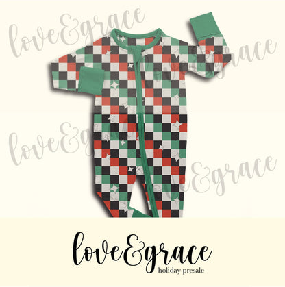 Check the Halls – Bamboo Zip Romper