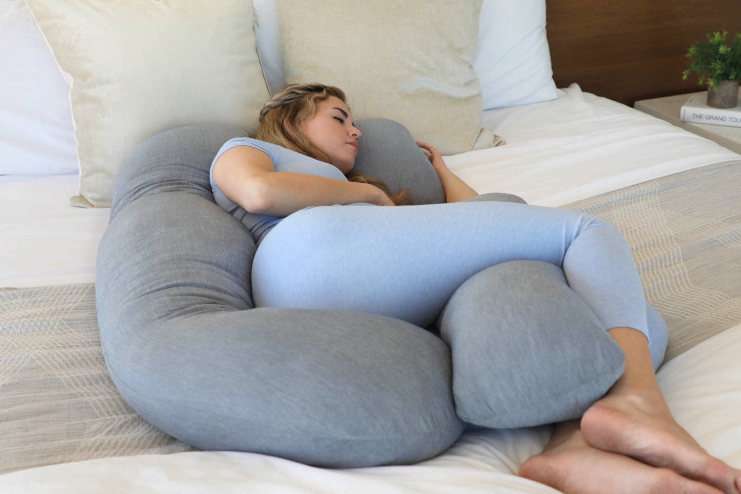 Pharmedoc U-Shape Maternity Pillow, Cooling - Grey