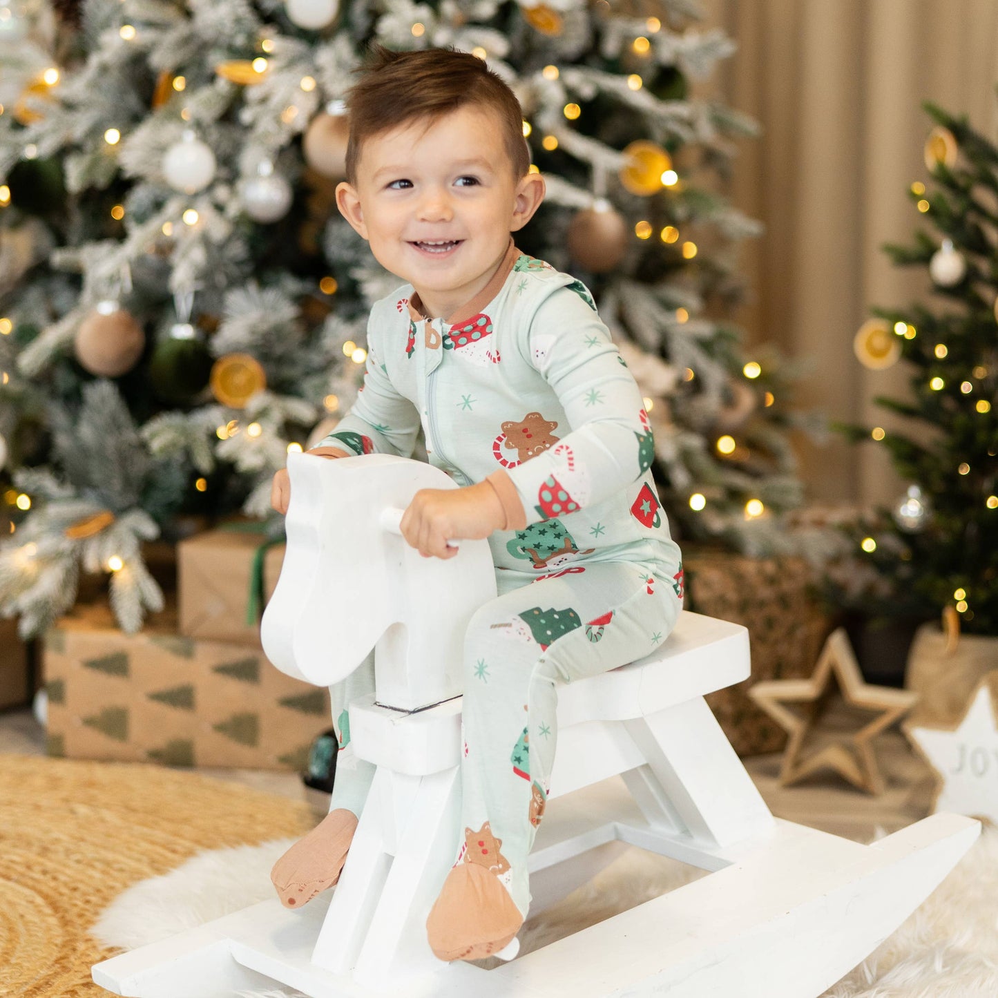 Silkberry Baby - Bamboo Footies Two Way Zipper- Festive Cocoa