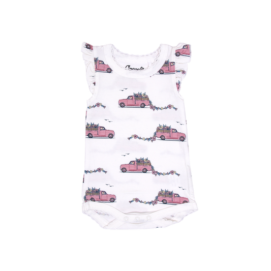 Bodysuit, pink trucks