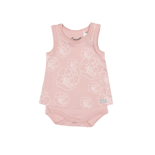 Skirted Romper, pink flowers