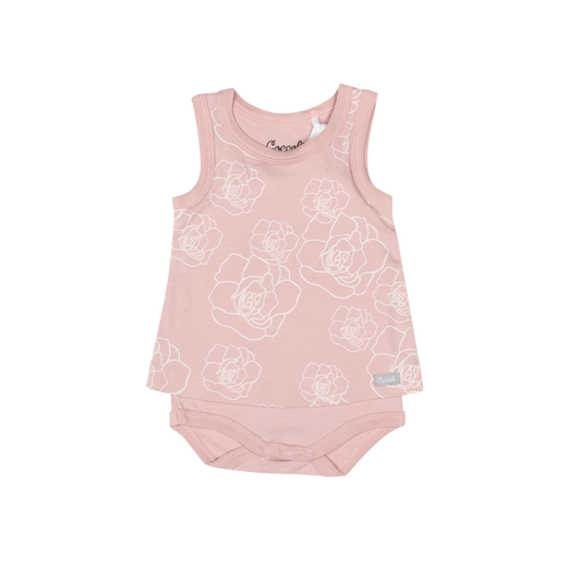 Skirted Romper, pink flowers