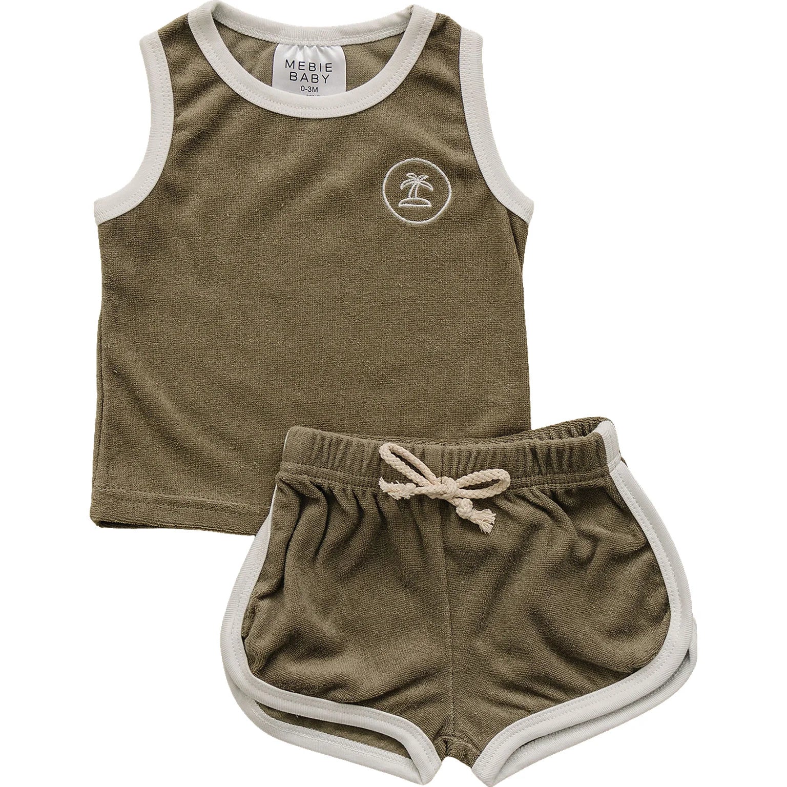 Palm Tree Terry Cloth Short 2pc Set