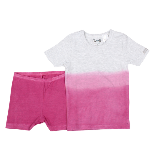 Short-sleeve 2 pc pajama, pink and grey