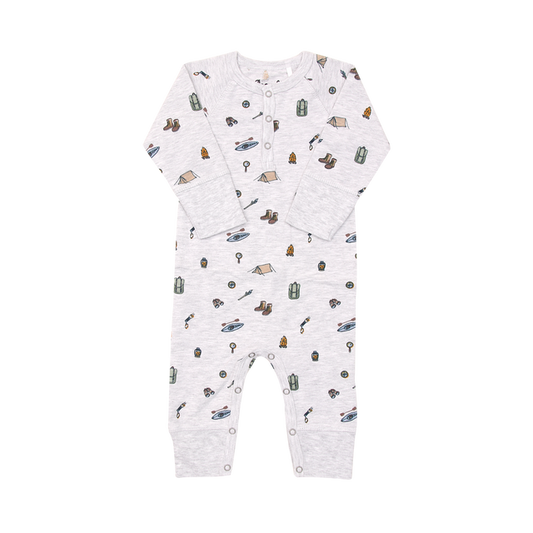 Footless, long-sleeve unionsuit, camping