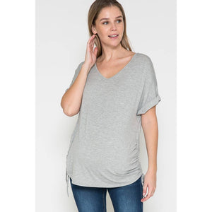 Side Shirring V-Neck Top