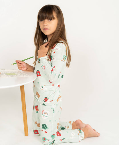 Silkberry Baby Bamboo Long Sleeve Pajama Set – Festive Cocoa