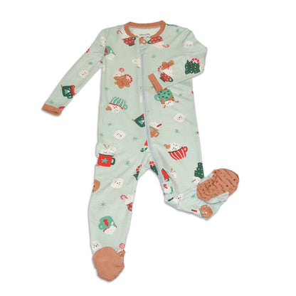 Silkberry Baby - Bamboo Footies Two Way Zipper- Festive Cocoa