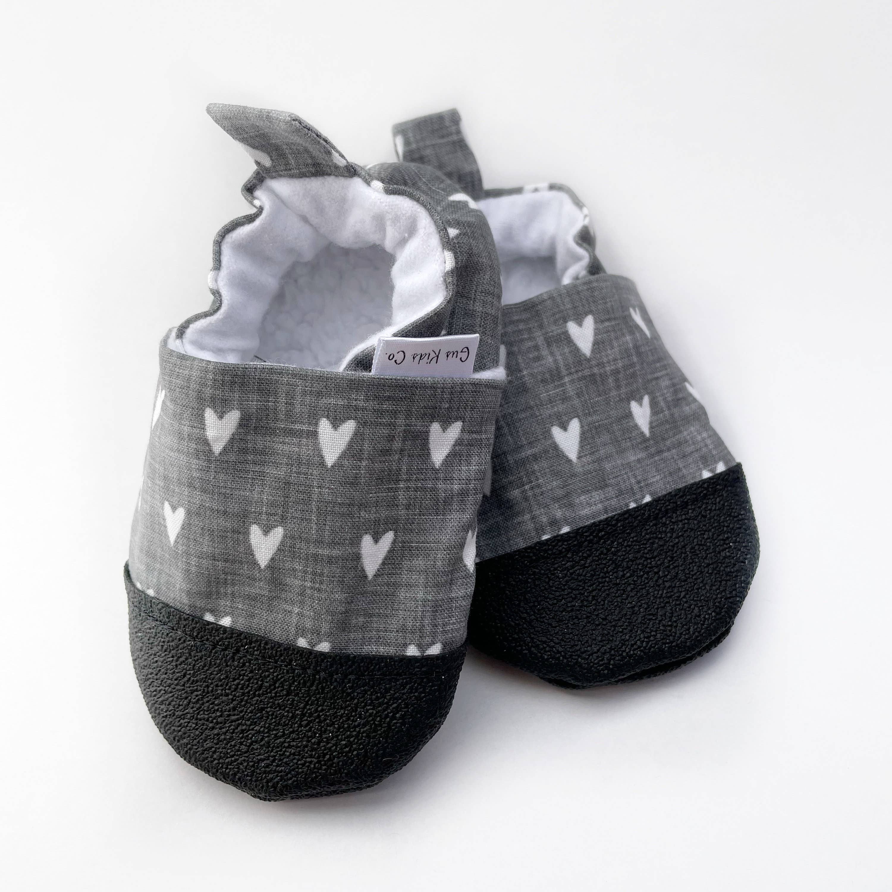 Gus Kids Co. - Hearts on Grey Linen Baby Shoes