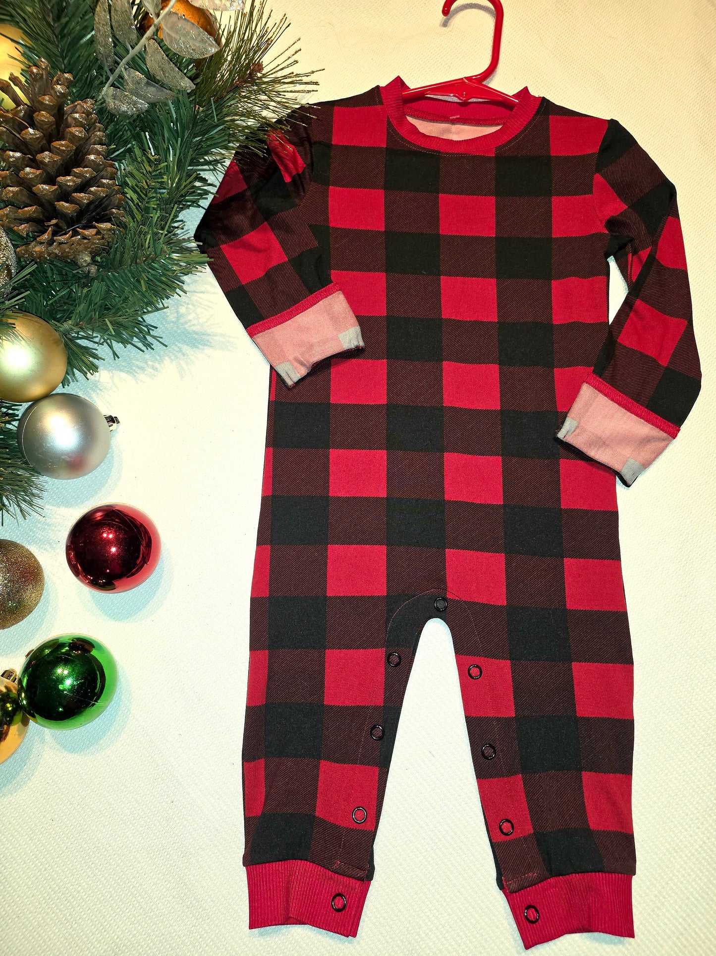 Red & Black Checker 1-piece Outfit