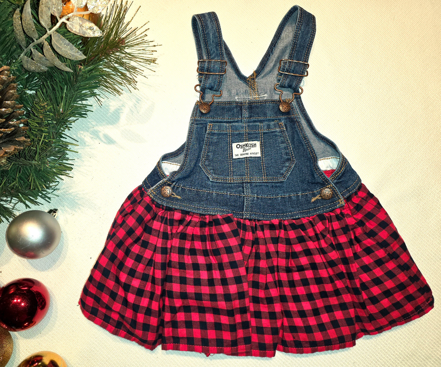 Denim & Plaid Overalls