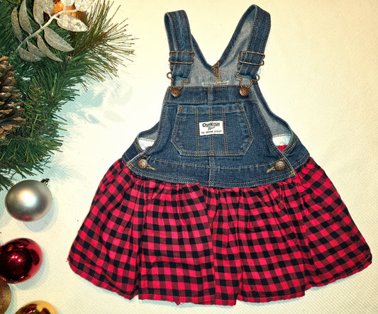 Denim & Plaid Overalls