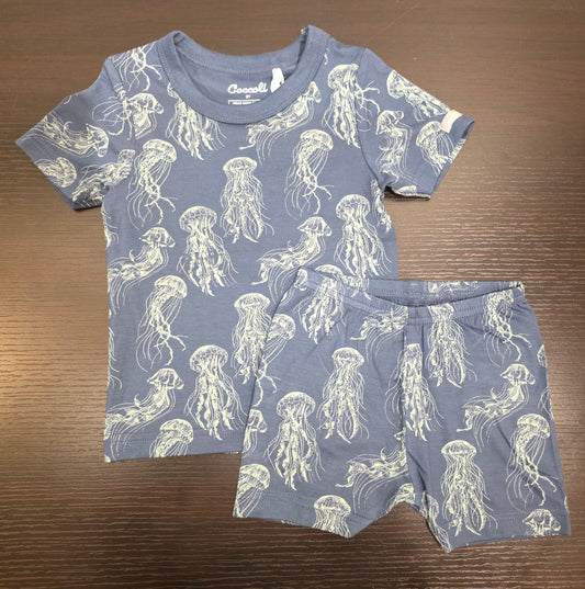 Short-sleeve, 2 pc pajama, jelly fish
