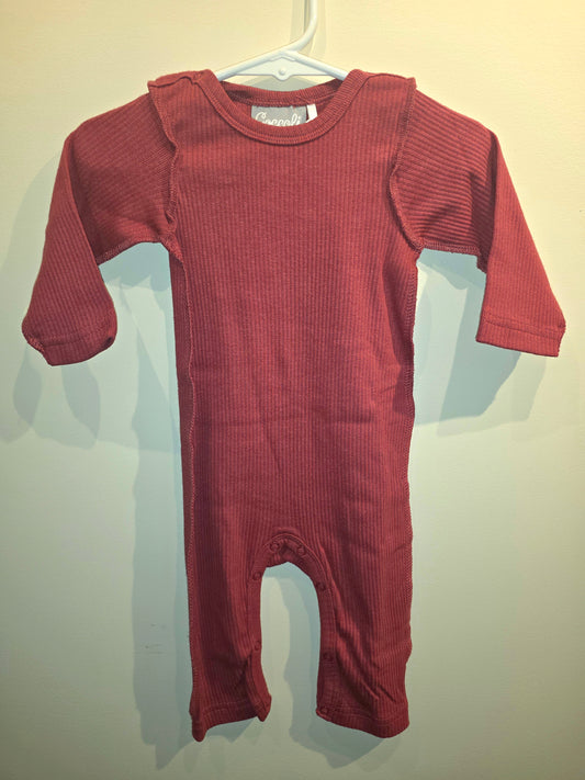 Long sleeve Ribbed, one piece, Red