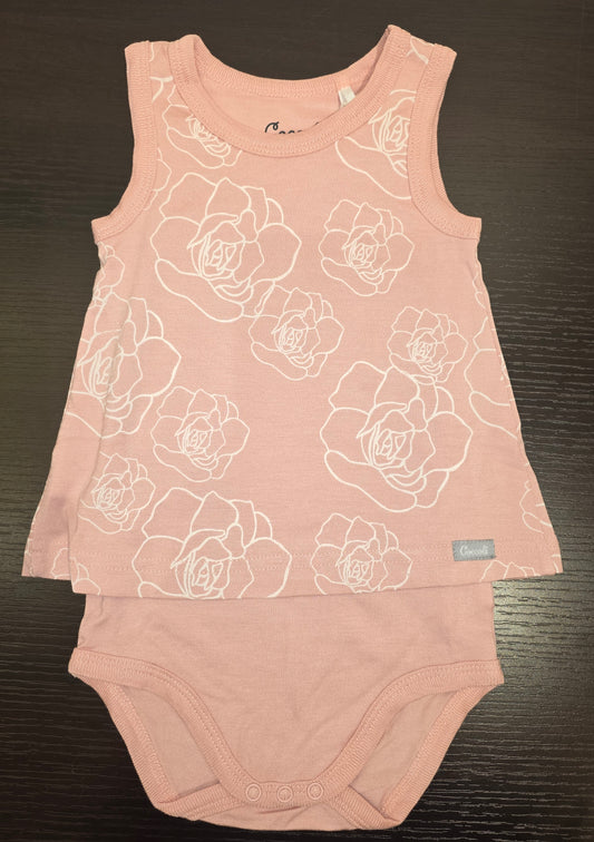 Skirted Romper, pink flowers