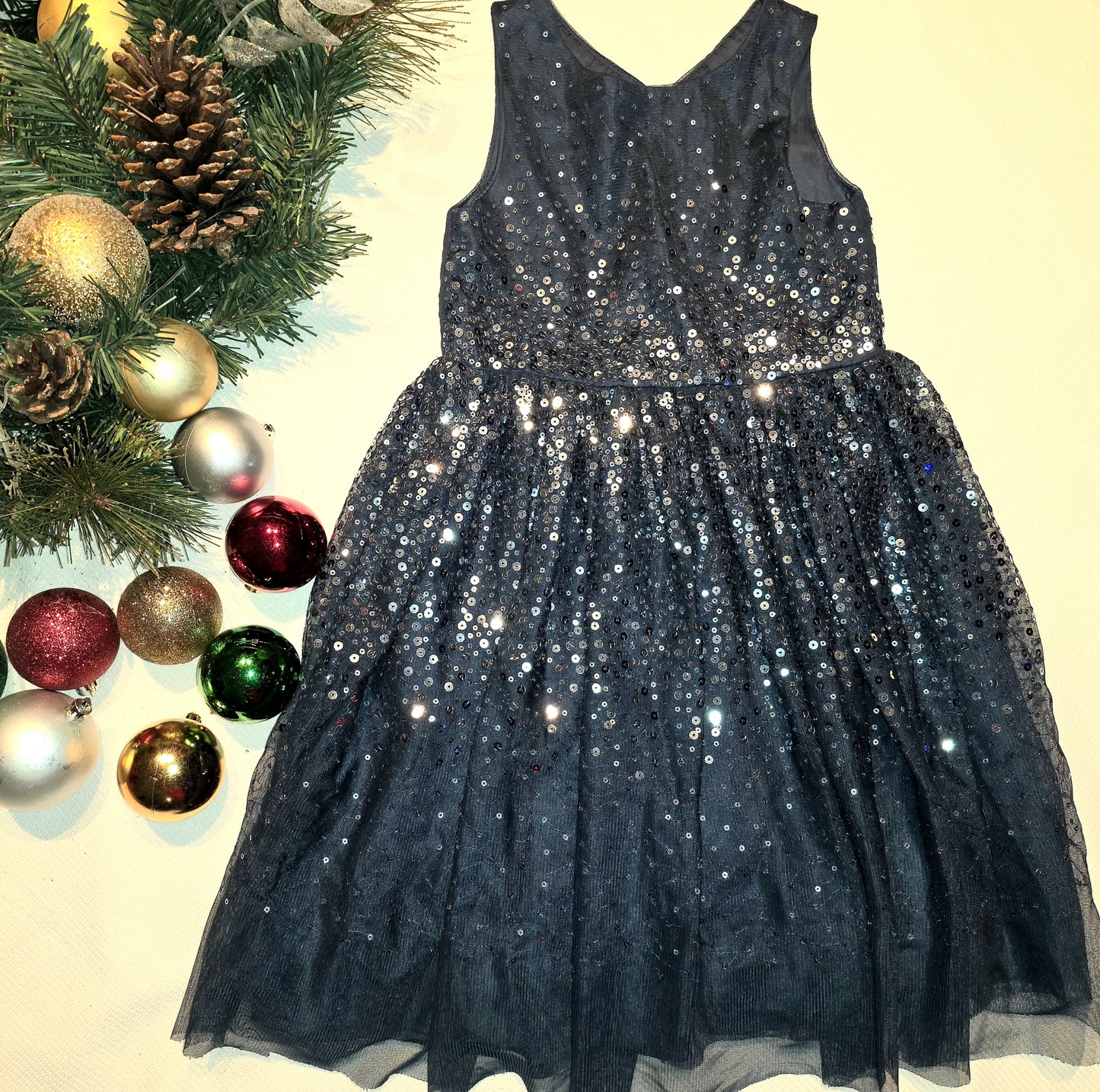 Navy Blue & Silver sparkly Dress