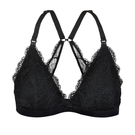 Lace Nursing Bralette - Black