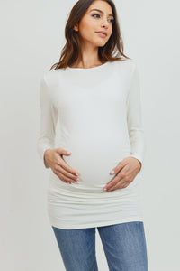 Jersey Long Sleeve Maternity Top- Ivory