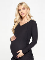 Load image into Gallery viewer, Casual Long Sleeve Maternity Top - Black
