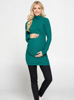 Load image into Gallery viewer, Side Ruched Breastfeeding Turtleneck Top - Green

