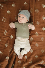 Load image into Gallery viewer, Green Organic Cotton Ribbed Snap Bodysuit
