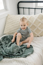 Load image into Gallery viewer, Charcoal &amp; White Stripe Ribbed Cozy Short Set

