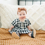 Load image into Gallery viewer, Black + White Checkered Linen Dress
