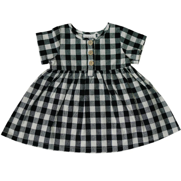 Black + White Checkered Linen Dress