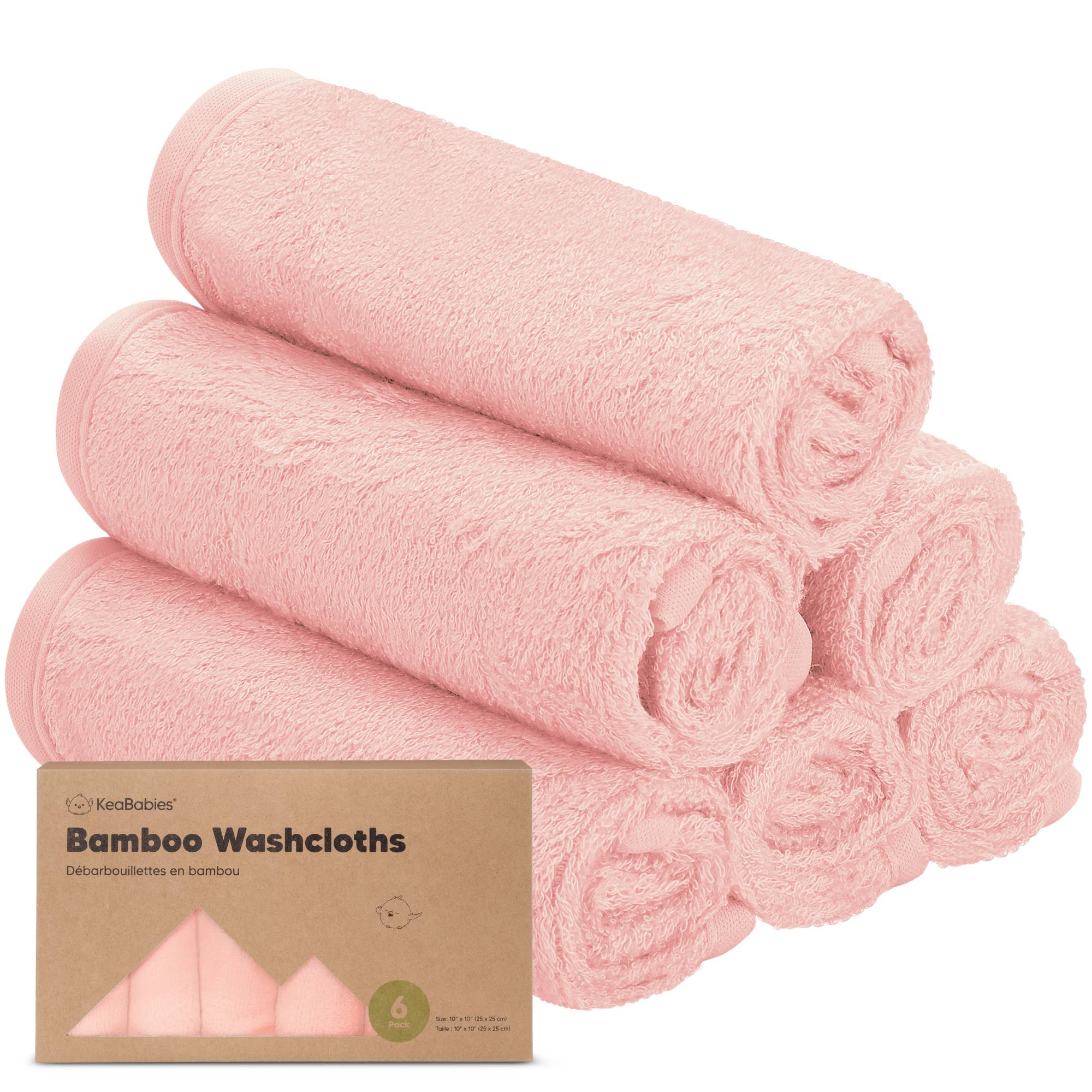 6-Pack Baby Bamboo Washcloths (Blush Pink)