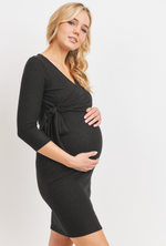 Load image into Gallery viewer, Brushed Hacci Maternity and Nursing Dress | Black
