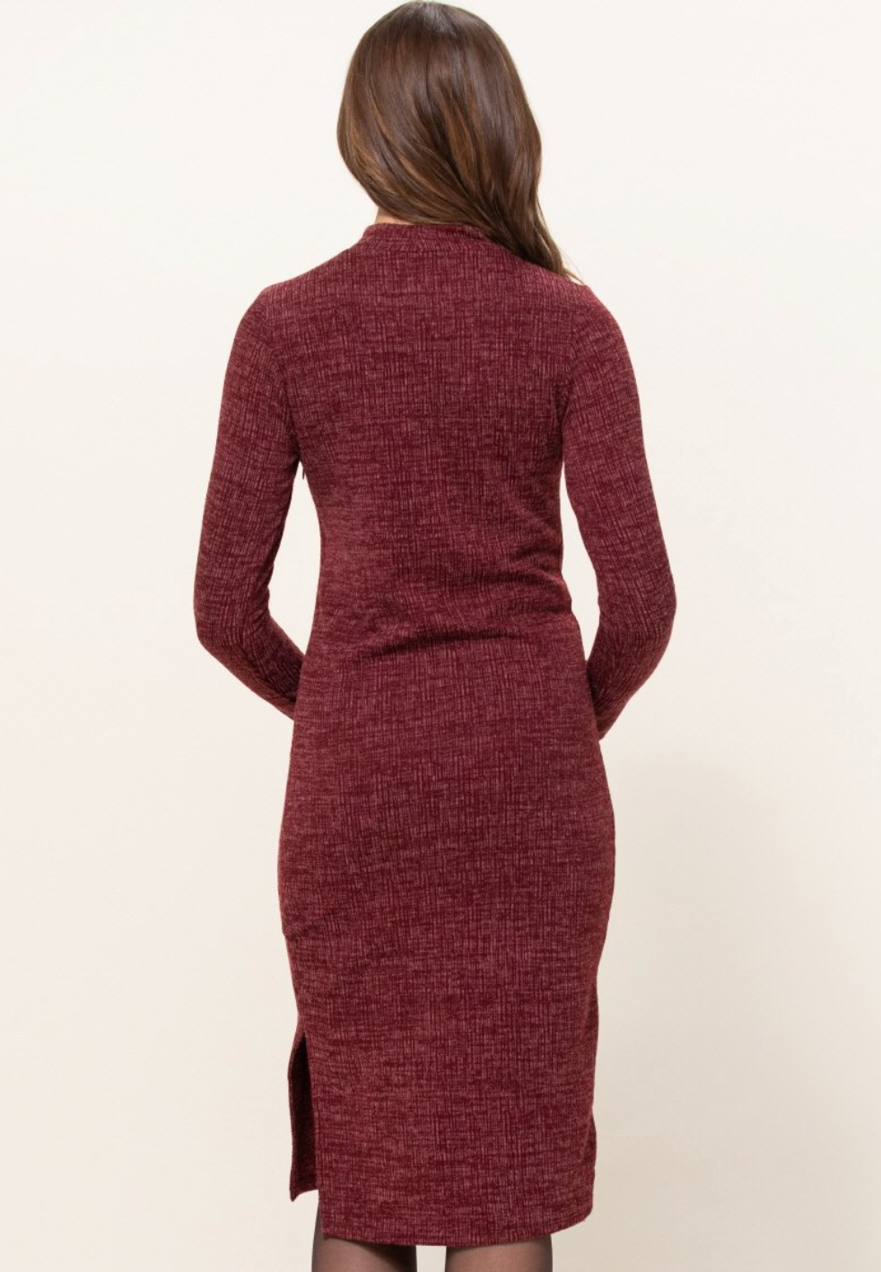 Textured Sweater Knit Side Slit Maternity Bodycon Dress