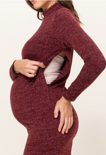 Load image into Gallery viewer, Textured Sweater Knit Side Slit Maternity Bodycon Dress
