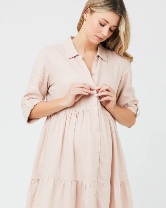 Adel Button Through Dress Peachy Pink