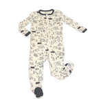 Load image into Gallery viewer, Bamboo Zip Up Footies (Doodle Camp Print)

