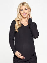 Load image into Gallery viewer, Casual Long Sleeve Maternity Top - Black
