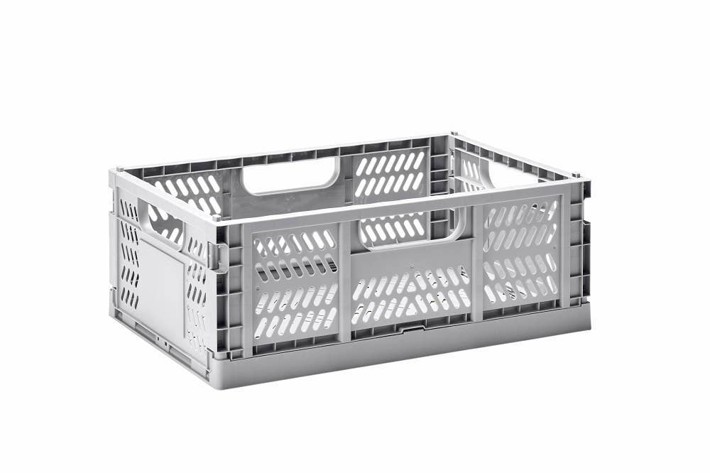 Modern Folding Crate - Large: Light Gray
