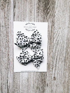 Bow Set | Black and White Dot Pigtail