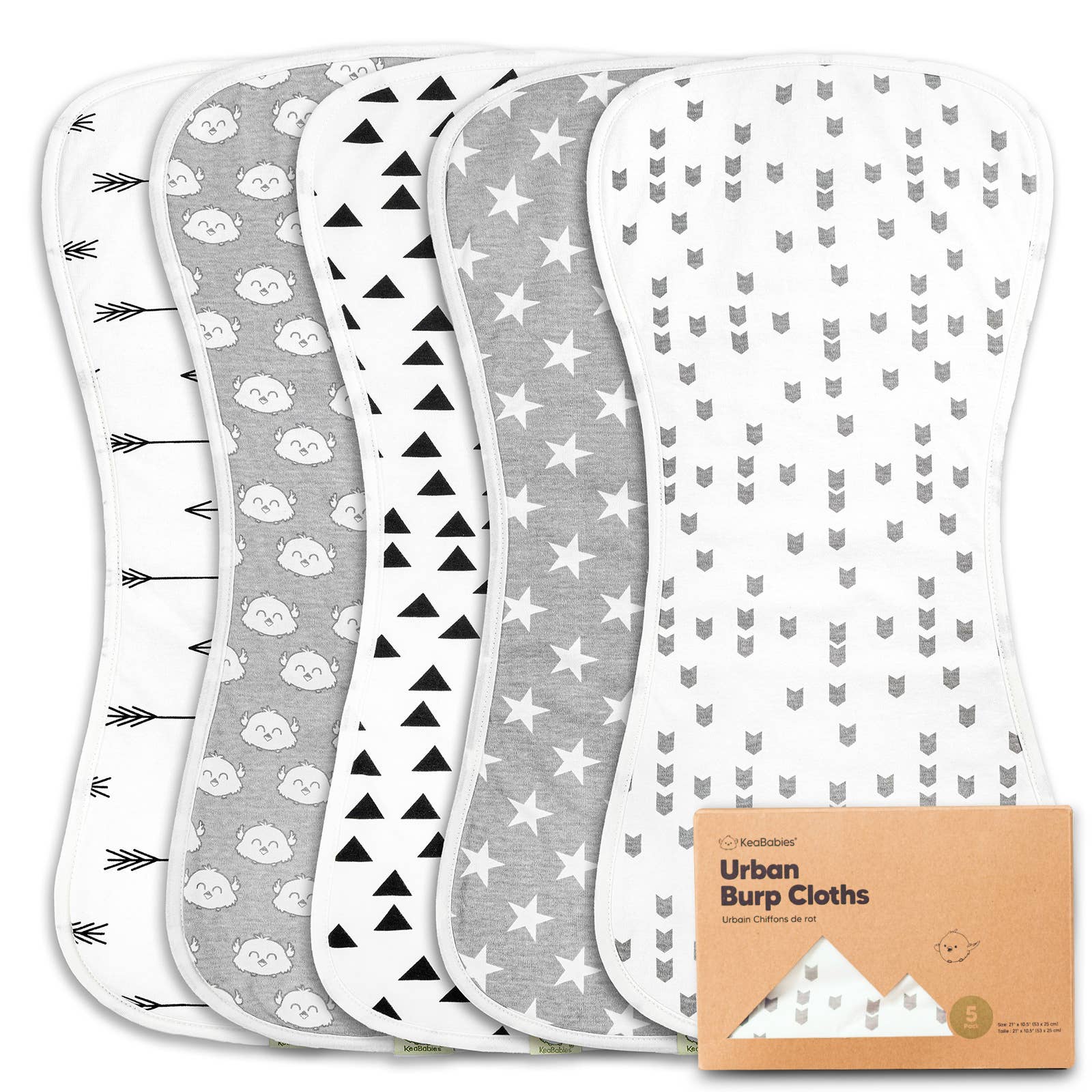 5-Pack Baby Burp Cloths (Grayscape)