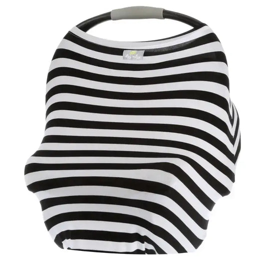 4-in-1 Multi-Use Car Seat + Nursing Cover- Black/White Stripe