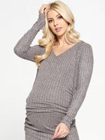 Load image into Gallery viewer, Casual Long Sleeve Maternity Top - Grey
