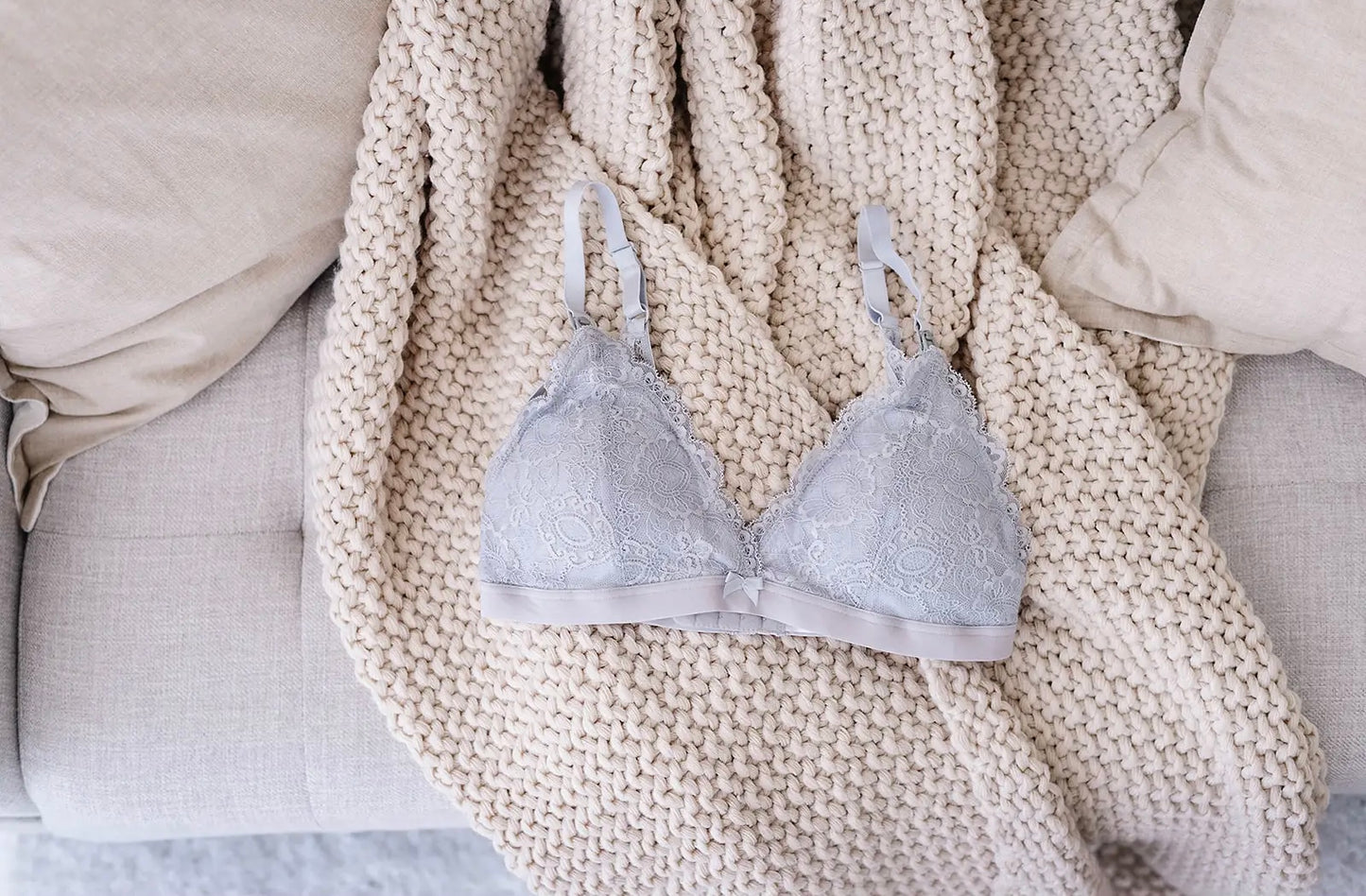 Lace Nursing Bralette - French Grey