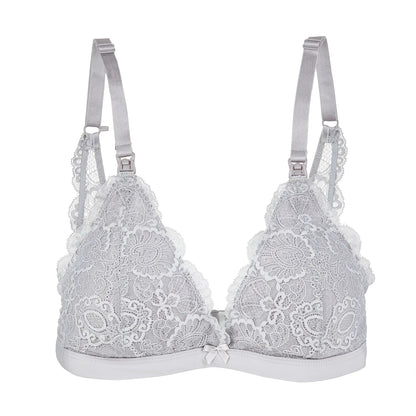 Lace Nursing Bralette - French Grey