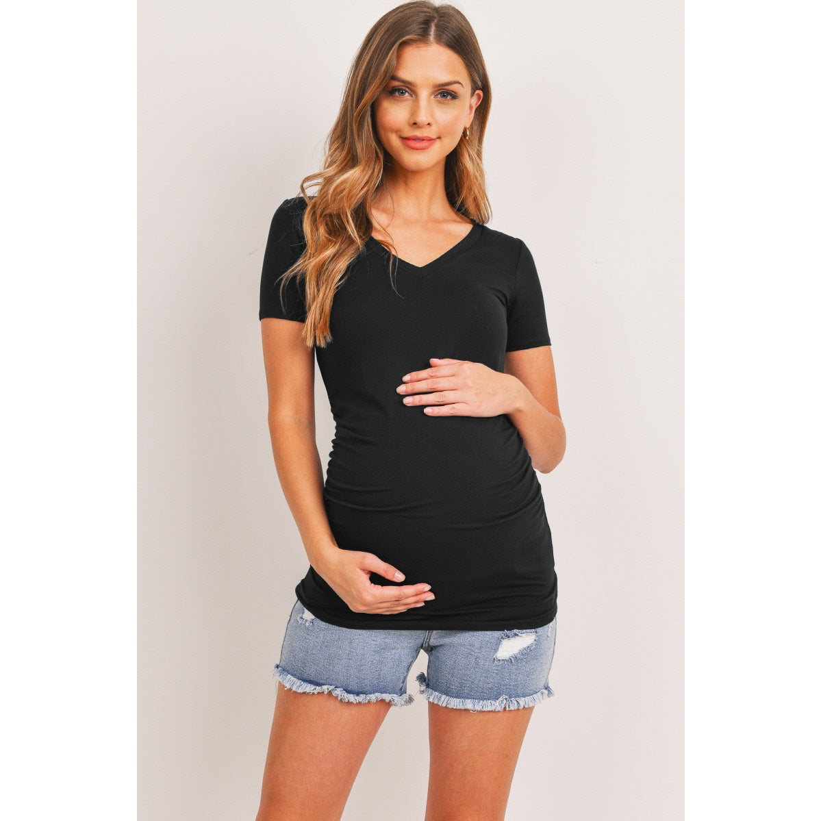 Modal Jersey V-Neck Maternity Short Sleeve Top